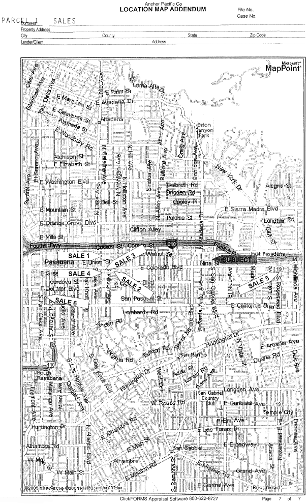 (LOCATION MAP ADDENDUM FOR PARCEL I SALES)